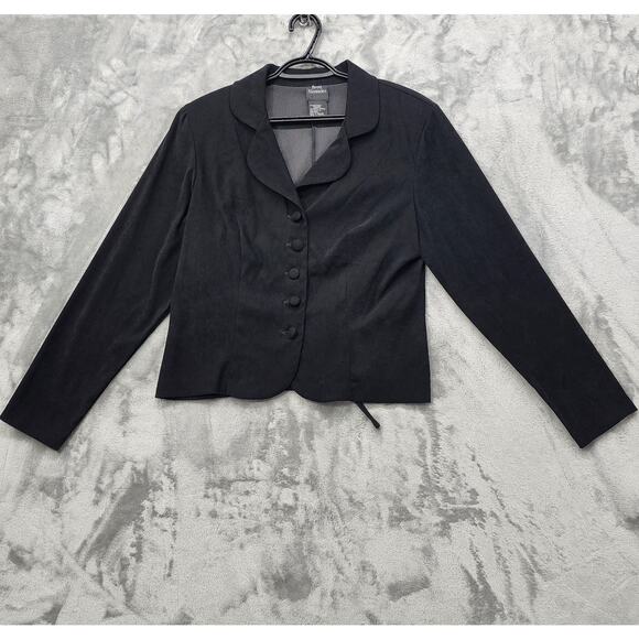 Vintage Brett Alixander Jacket Womens 12 Black Stretch Sueded Polyester Lined - Picture 10 of 12